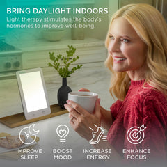 Adjustable brightness levels on the Lumi Plus for personalized light sessions