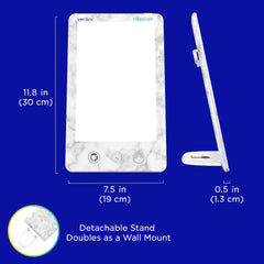 Verilux HappyLight Luxe detachable stand, versatile placement on desk or shelf.