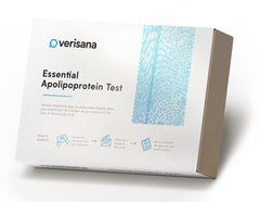 Verisana Essential Apolipoprotein Test kit box front view for at-home health insights.