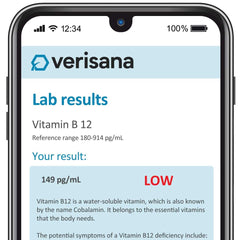 Verisana at-home fingertip sample collection for B9 and B12 status.