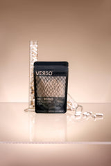 Verso Cell Being label detail emphasizes dosage and key ingredients for the day.
