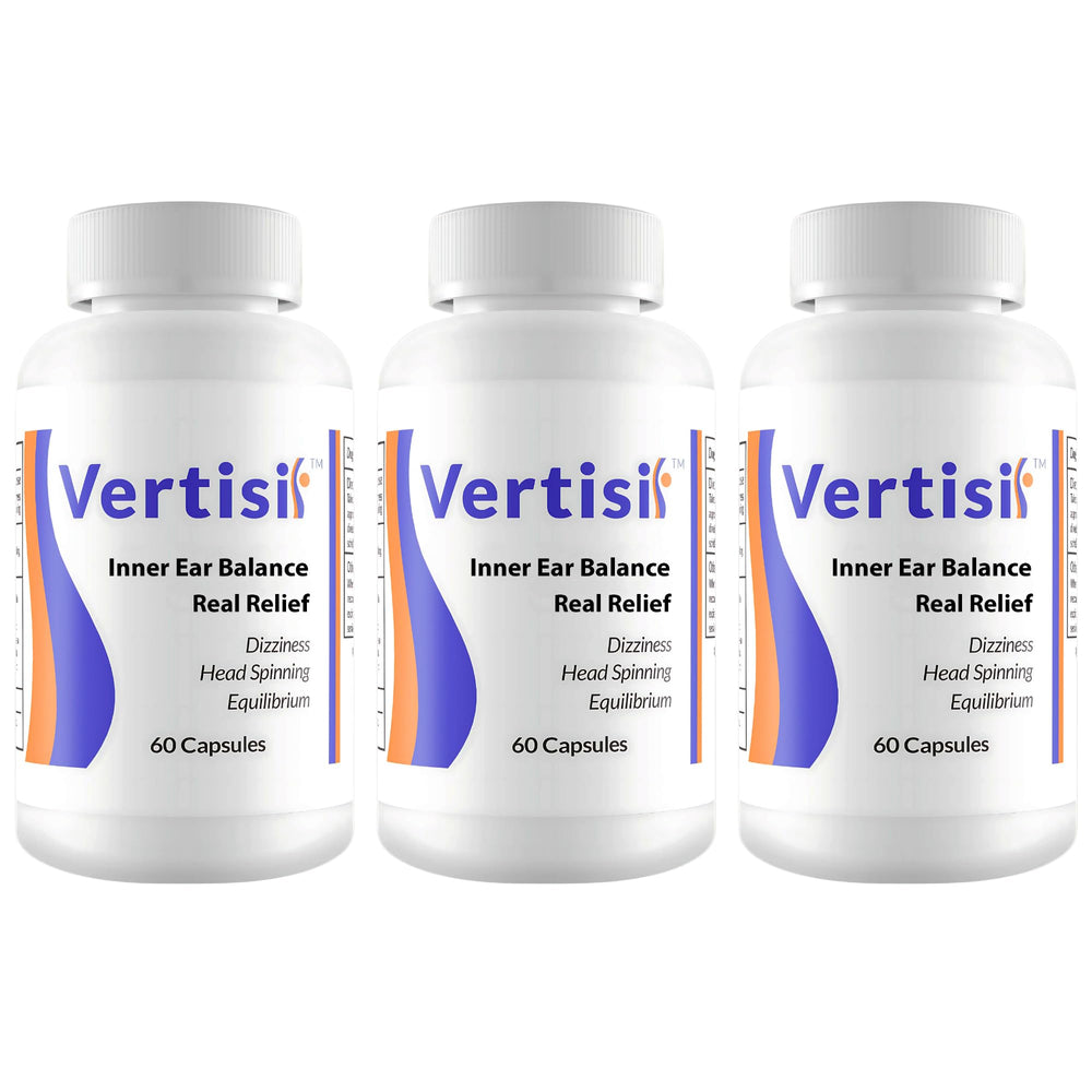Vertisil bottle on a clean surface showing natural vertigo support.