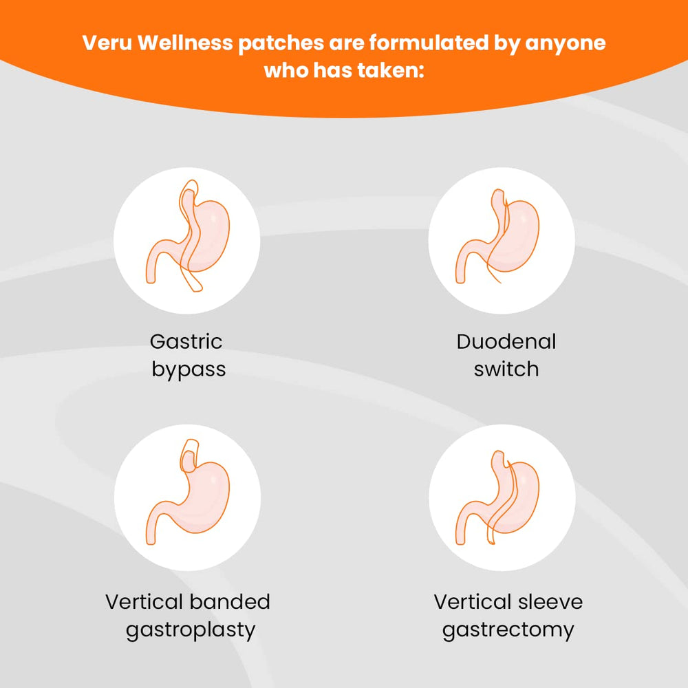 Veru Wellness bariatric patch placed on back or arm for easy wear