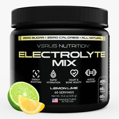 VERUS NUTRITION electrolytes bottle lemon lime offers quick hydration on the go.