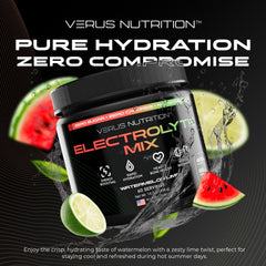 VERUS NUTRITION scoop pouring powder into a glass for quick rehydration