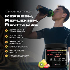 VERUS NUTRITION zero calories label on electrolyte bottle