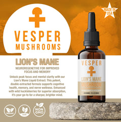 Vesper Lions Mane dropper pour for easy daily cognitive support.