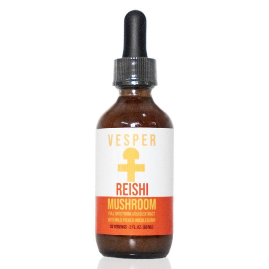 Vesper Mushrooms Reishi bottle pour promotes calm evenings