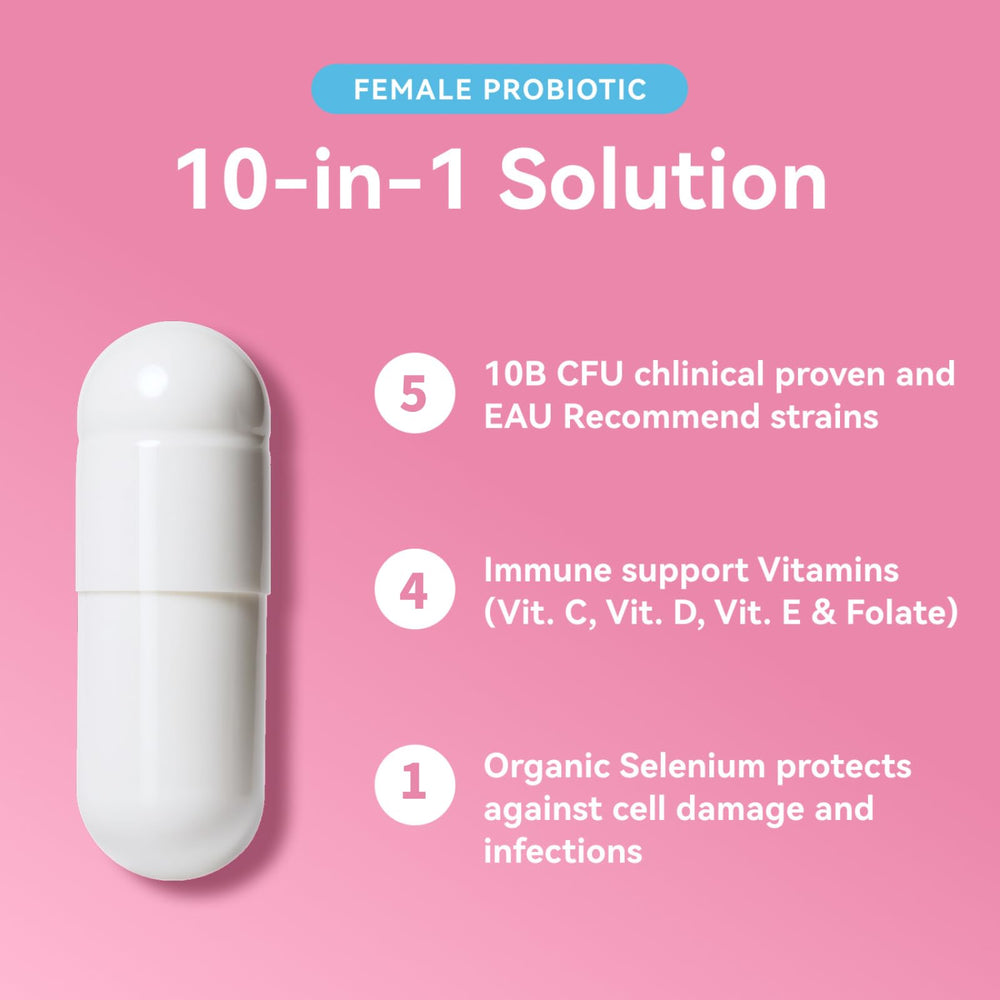 Vevoec Gynable product shot showing premium feminine probiotic capsules.