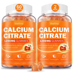 Veyttisy Calcium 1200mg D3 bottle front, vegan gummies for daily calcium support