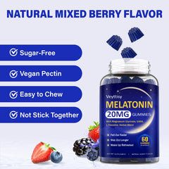 Veyttisy Melatonin 20mg Gummies no artificial colors label closeup