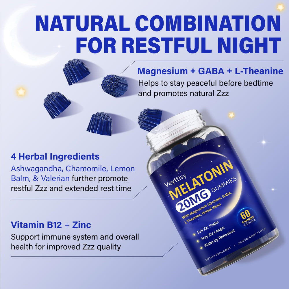 Veyttisy Melatonin 20mg Gummies packaging front indicating 60-day supply