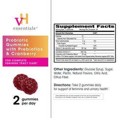 vH essentials Probiotic Gummies label with two-month supply visible for routine planning.