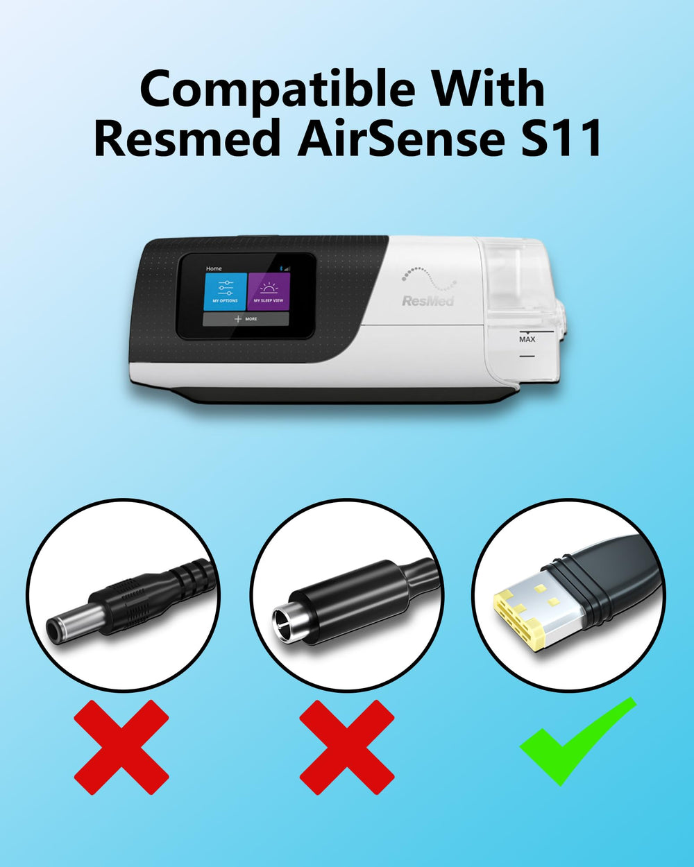 vhbw AirSense 11 power cord travel-ready design supports busy travelers.