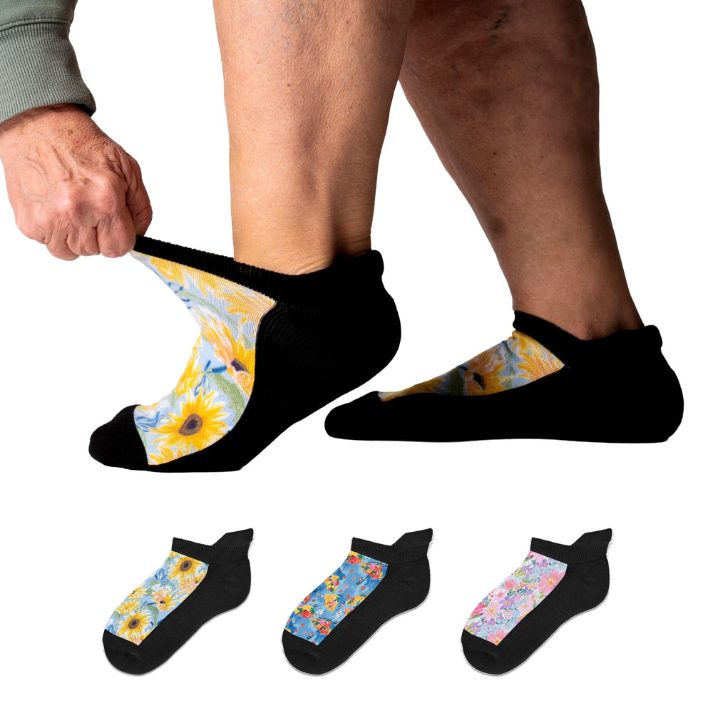 Viasox three-pack diabetic ankle socks for everyday comfort.
