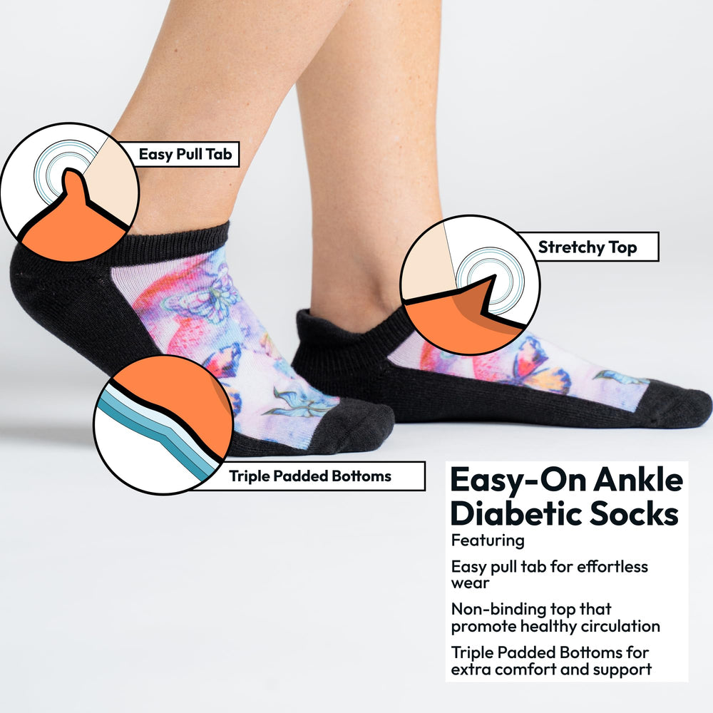 Viasox Diabetic Socks ankle-stretch close-up demonstrates gentle swelling relief potential.