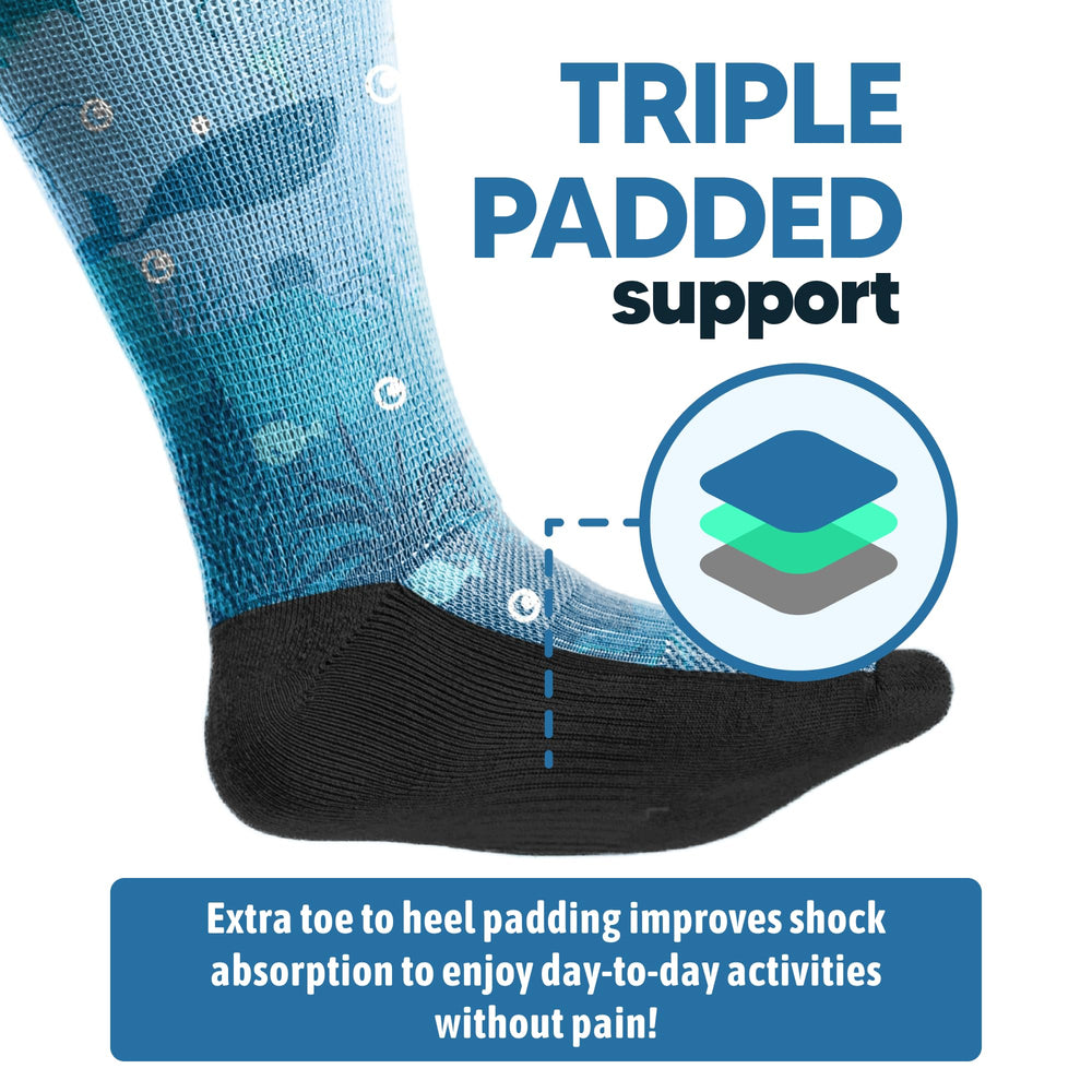 Viasox diabetic socks with non-binding top for a loose fit on swollen legs.