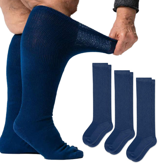 Viasox EasyStretch diabetic socks Navy top-band: gentle non-binding fit for comfort and leg support.