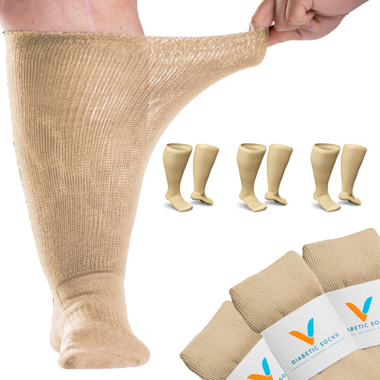 Viasox EasyStretch diabetic socks top cuff for gentle, non-binding wear