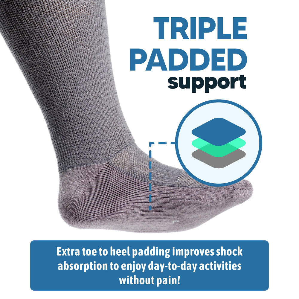 Viasox EasyStretch triple-padding design cushions feet during daily steps.