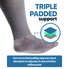 Viasox EasyStretch triple-padding design cushions feet during daily steps.