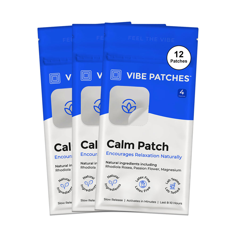 Vibe Patches Calm Patch on an arm for on-the-go relaxation.