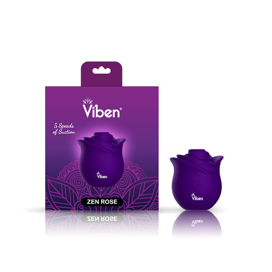 Viben Zen Rose Stimulator angled view—compact, discreet design for on-the-go pleasure.