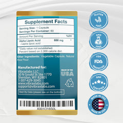 Vibraxlabs Alpha Lipoic Acid 600mg capsules non-GMO badge signaling trusted sourcing