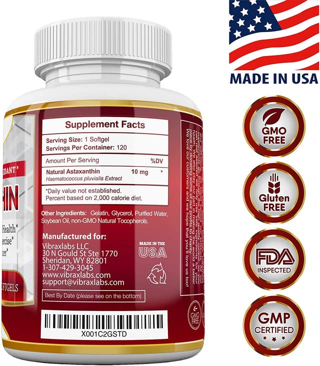 Vibraxlabs Astaxanthin softgel close-up demonstrating easy to swallow capsules