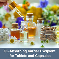 Vice Firmaoil oil-absorbing excipient in tablet and capsule mixes.