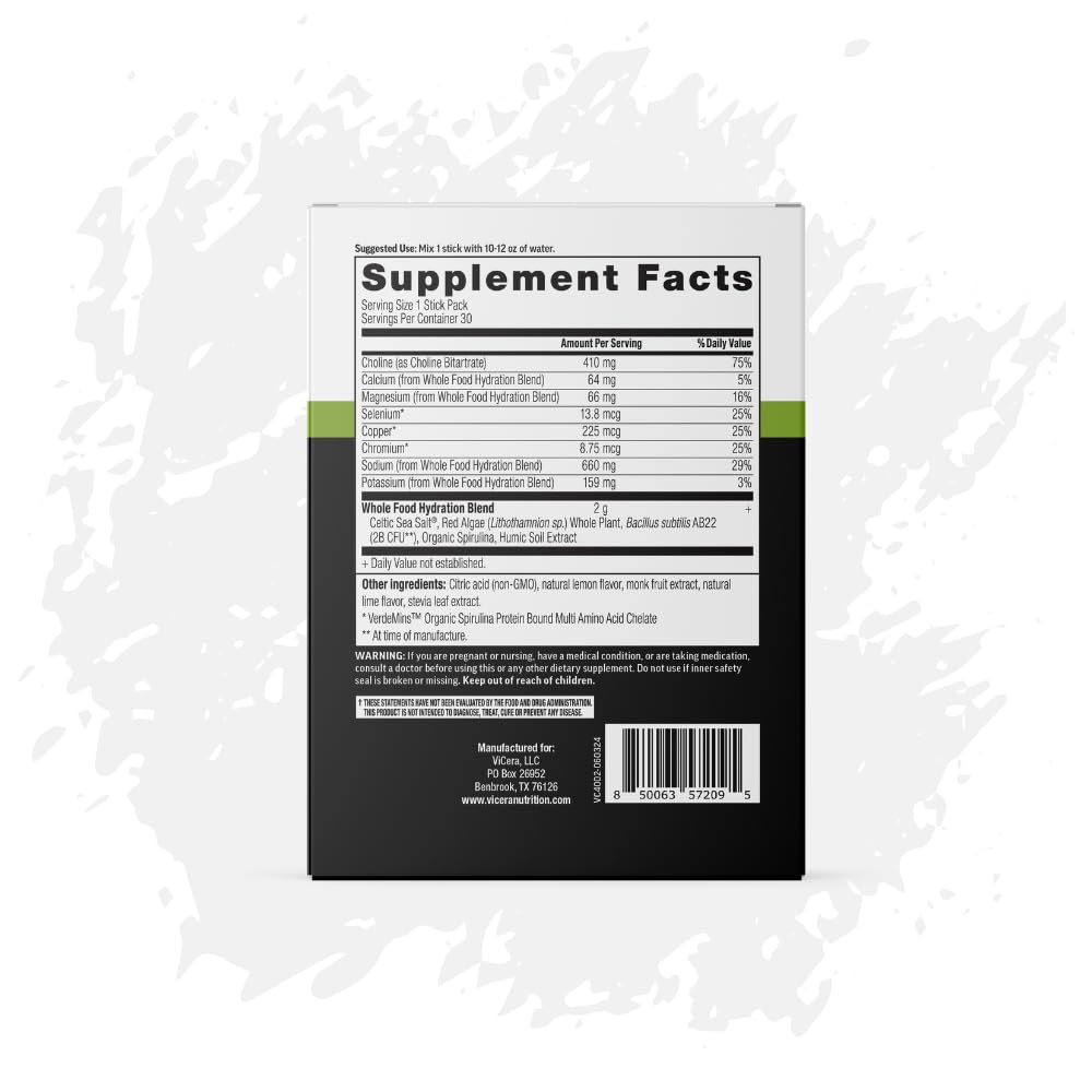 Vicera Celtic sea salt minerals provide natural electrolyte sources.