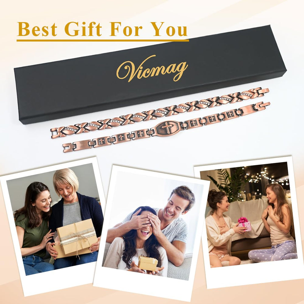 Vicmag copper magnetic bracelet for women with durable coating close-up.