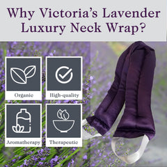 Victoria's Lavender flax seeds-fill wrap delivers steady heat and gentle contouring.