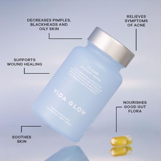 Vida Glow Clear Flawless packaging close-up highlights premium, skin-focused formulation.