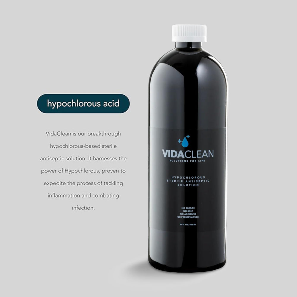 Hands applying VidaClean for gentle cleansing on minor wounds
