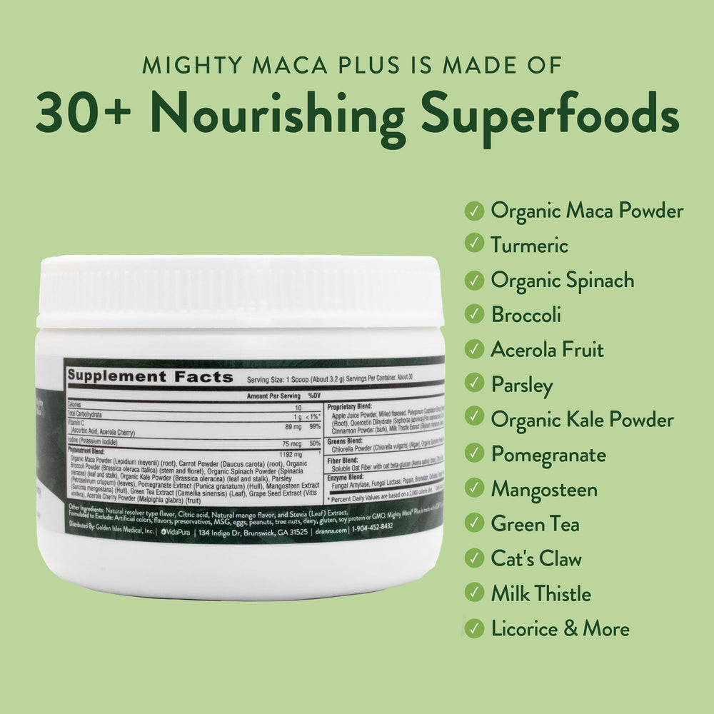 VIDAPURA Mighty Maca Plus Mango digestive balance—supports comfortable digestion.