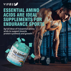 VIFSSG EAA Gummies vegan-friendly gluten-free formulation on the label.