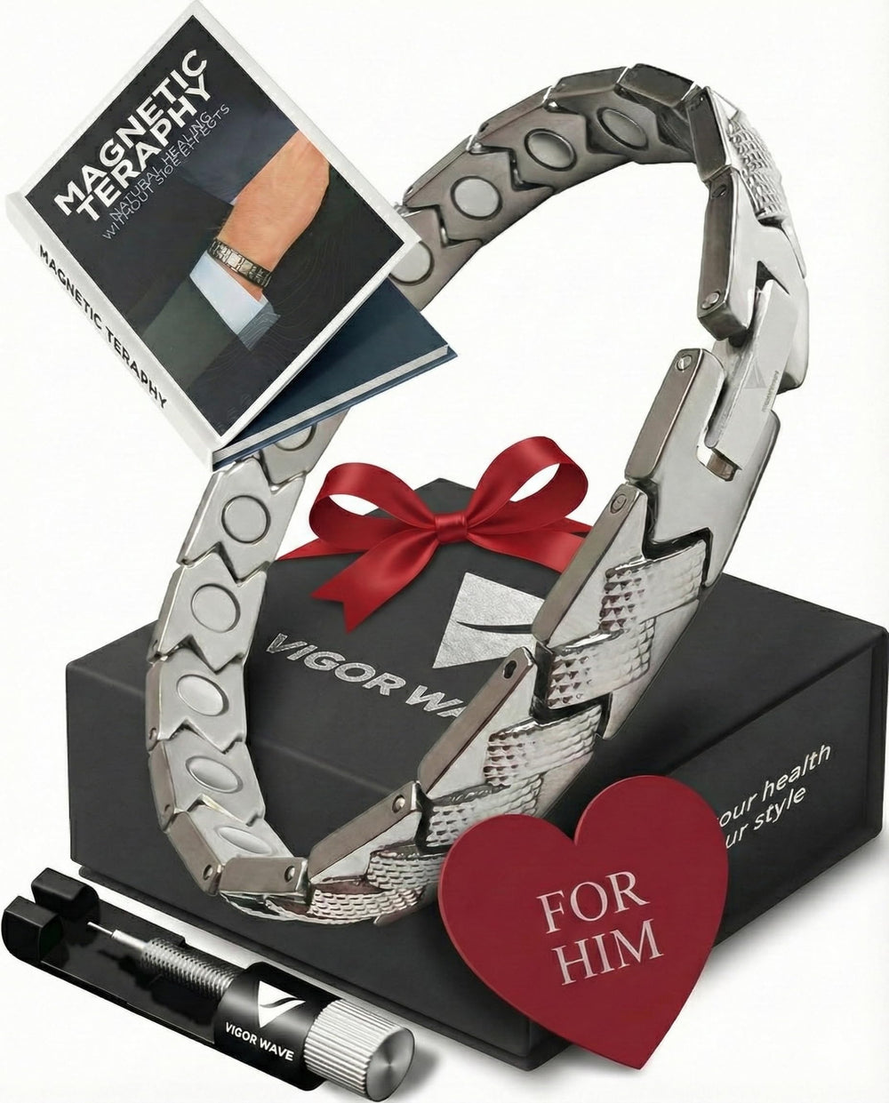 Vigor Wave hypoallergenic titanium bracelet ideal for everyday wear.