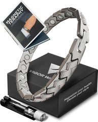 Vigor Wave men's magnetic bracelet front view highlighting style and comfort.