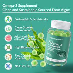 Vigorintha vegan omega-3 gummies pack-two showing two-bottle packaging.
