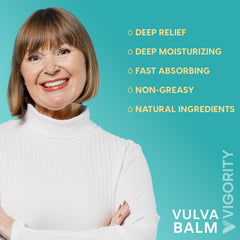 Vigority Vulva Balm tube application demonstrates easy glide for sensitive skin relief