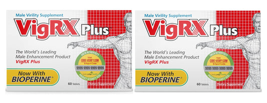 VigRX Plus two-box display showing capsules for daily vitality.