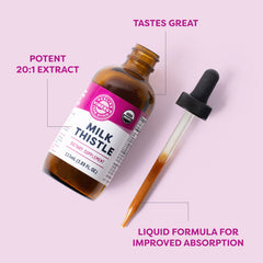 Vimergy Milk Thistle label close-up, highlighting organic certification