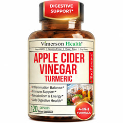 Vimerson Health Apple Cider Vinegar Turmeric bottle front supports convenient daily wellness.