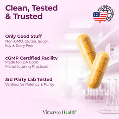 Vimerson Health Bottle label close-up with ingredient highlights.