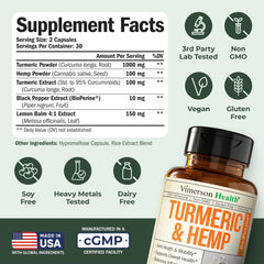 Vimerson Health bottle label shows joint support and wellness focus