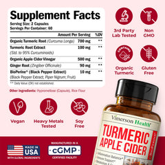 Vimerson Health Ginger root capsules bottle aids digestion and gut comfort.
