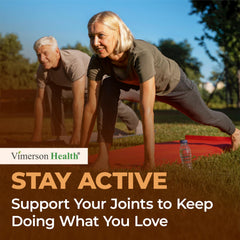 Gym bag scene with Vimerson Health glucosamine-chondroitin-msm for active joints.