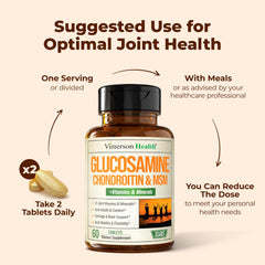 Vimerson Health glucosamine tablets on white surface for daily routine