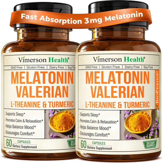 Vimerson Health melatonin 3mg sleep aid bottle promotes a calm nightly rest